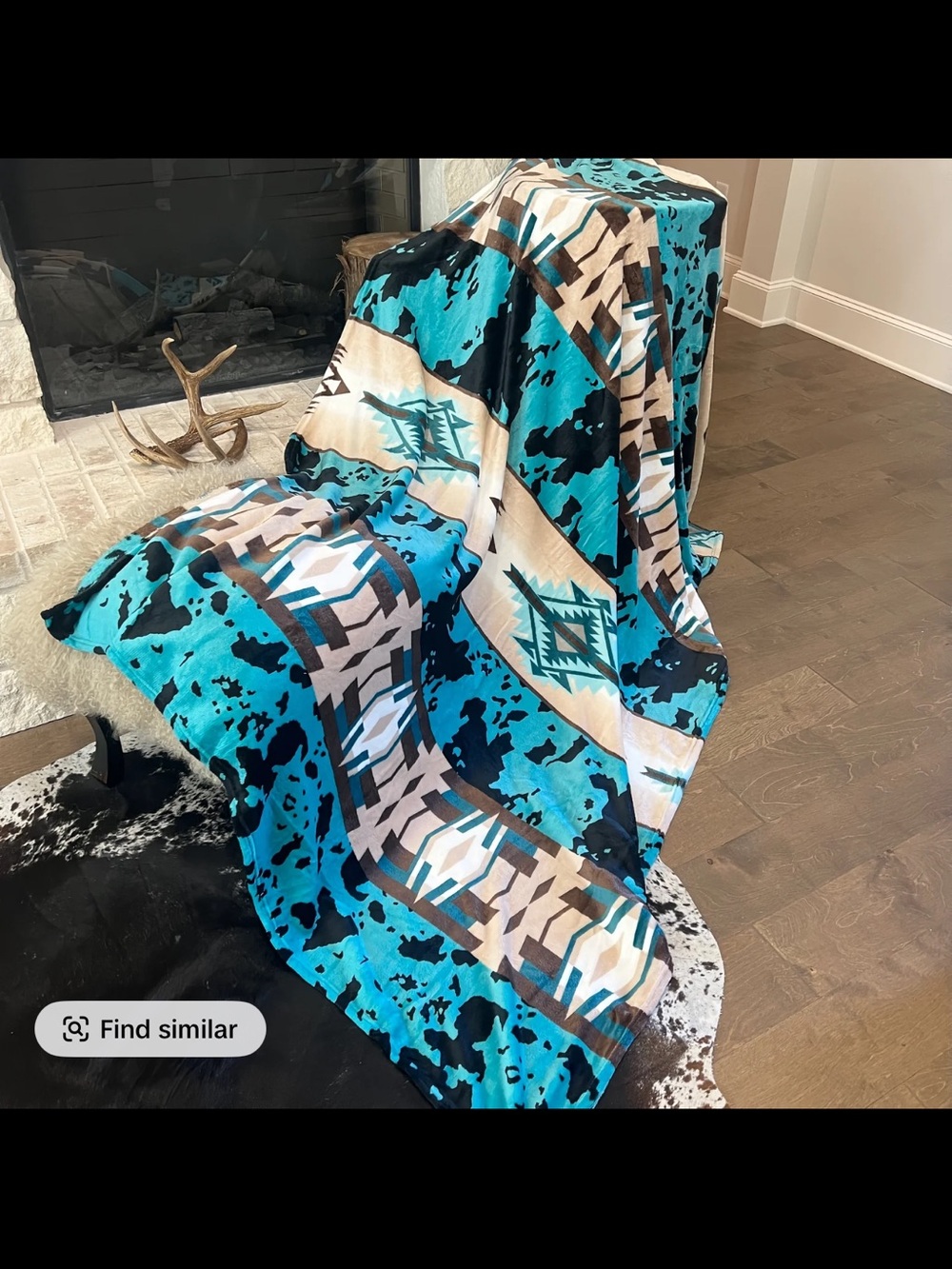 Turquoise Southwestern Pattern Throw Blanket - 60x80